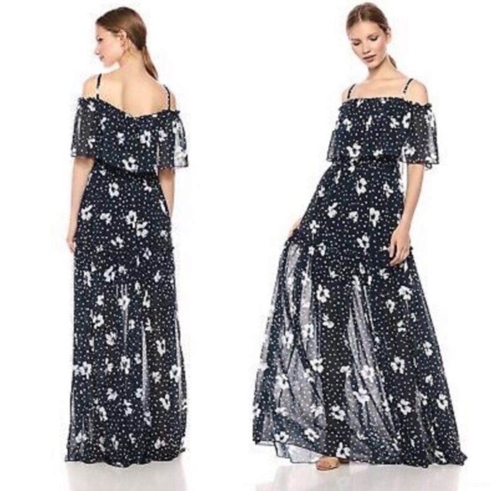 ML Monique Lhuillier Off Shoulder Maxi Dress